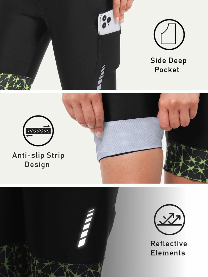 qualidyne Women's Cycling Bib Shorts with Pockets 4D Padded Bike Shorts Road Biking Bicycle Tights Breathable - Image 4